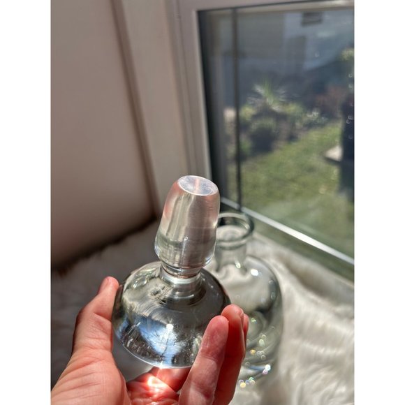 krosno very heavy glass decanter with controlled bubble alcohol bar cart MCM - Picture 4 of 8